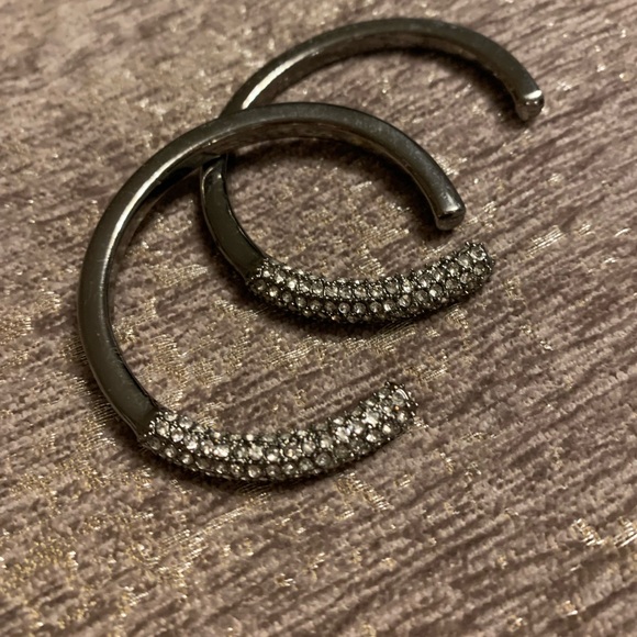 Set of Hematite Cuff Bracelets With Crystals, Great Condition, Seldom Worn - Picture 1 of 12
